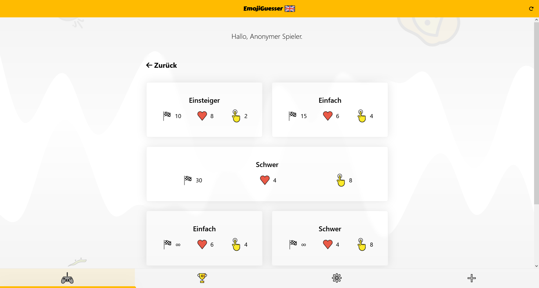 Schwierigkeitseinstellungen