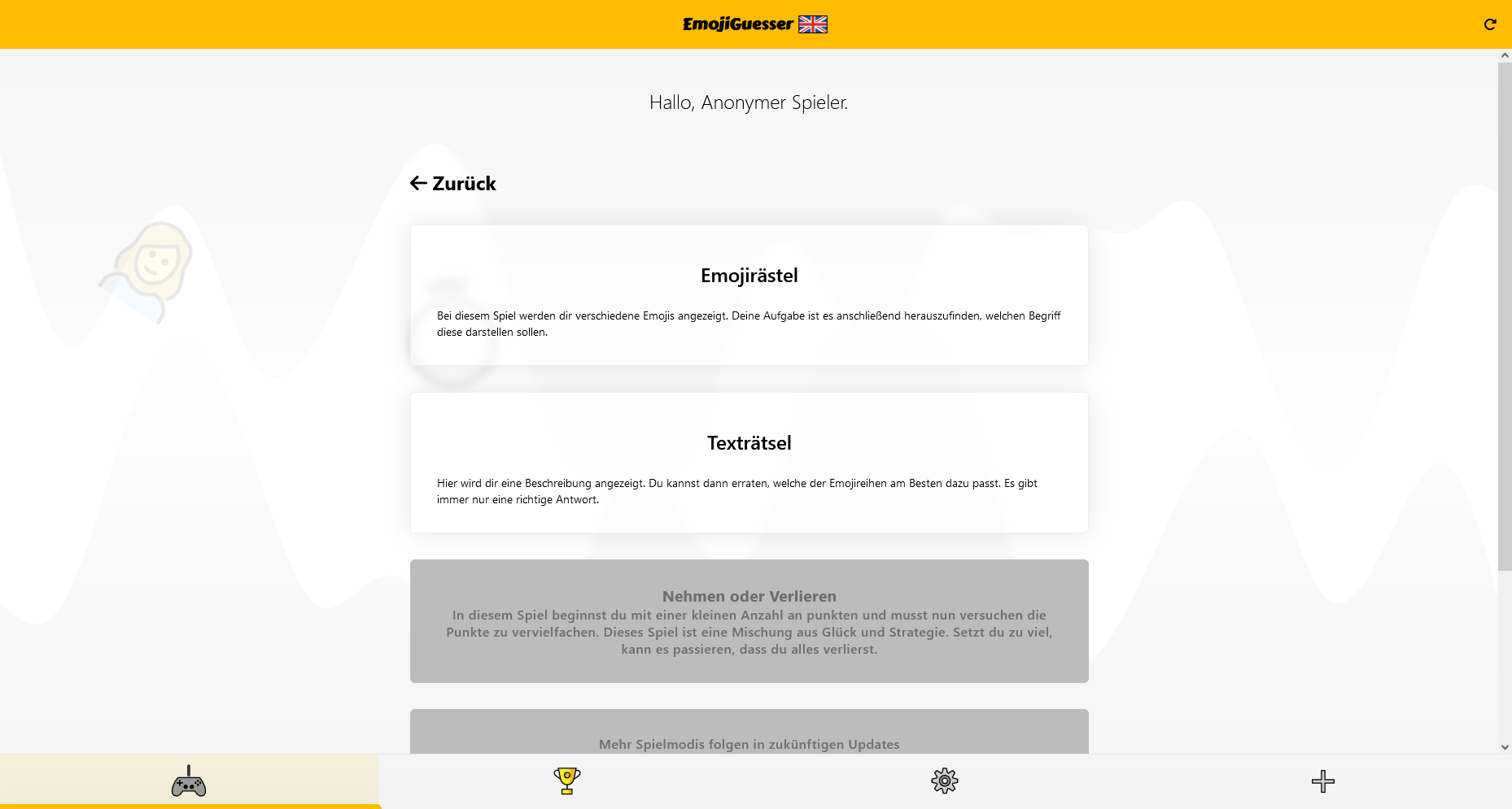 Verschiedene Spielmodi